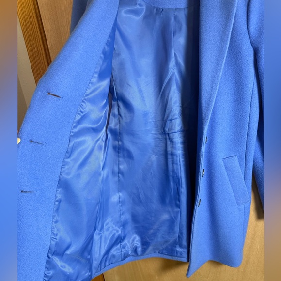 Banana Republic Knit Top Coat Bright Blue Button Front Lapels - Picture 7 of 7